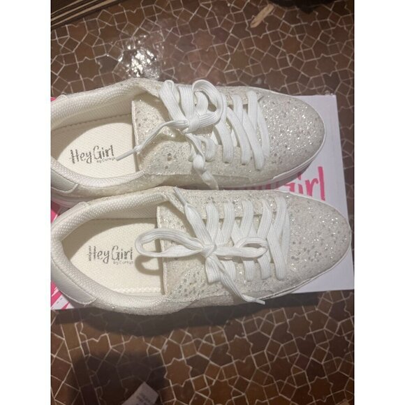 nwt hey girl by corkys white sparkling tennis shoe in box - Picture 2 of 10